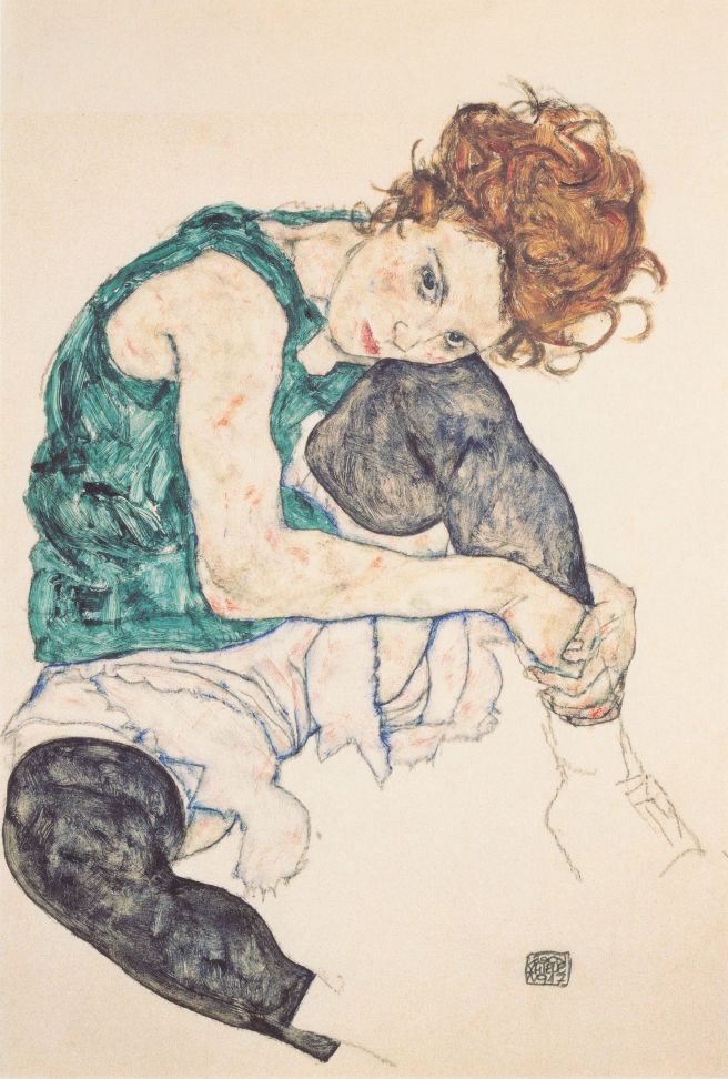 schiele_sitting_woman_with_legs_drawn_up