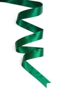 green ribbon border isolated on white background